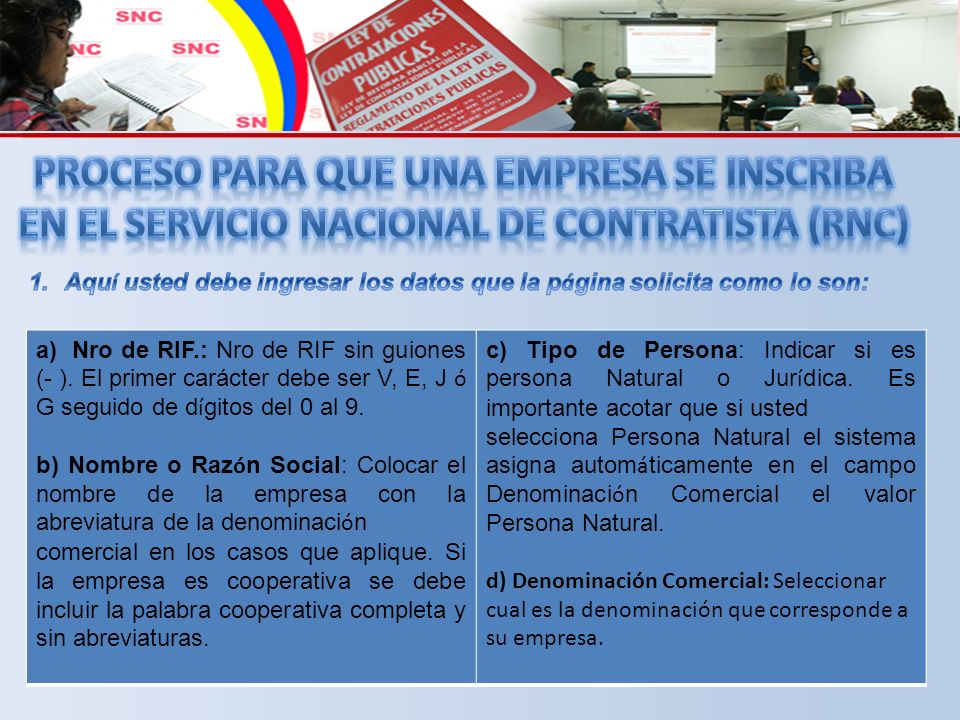 PROCESO PARA QUE UNA EMPRESA SE INsCRIbA EN EL Servicio nacional de contratista (RNC)