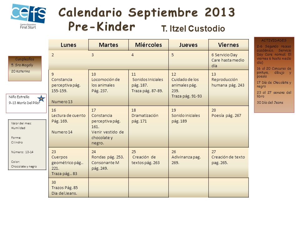 Calendario Septiembre 2013