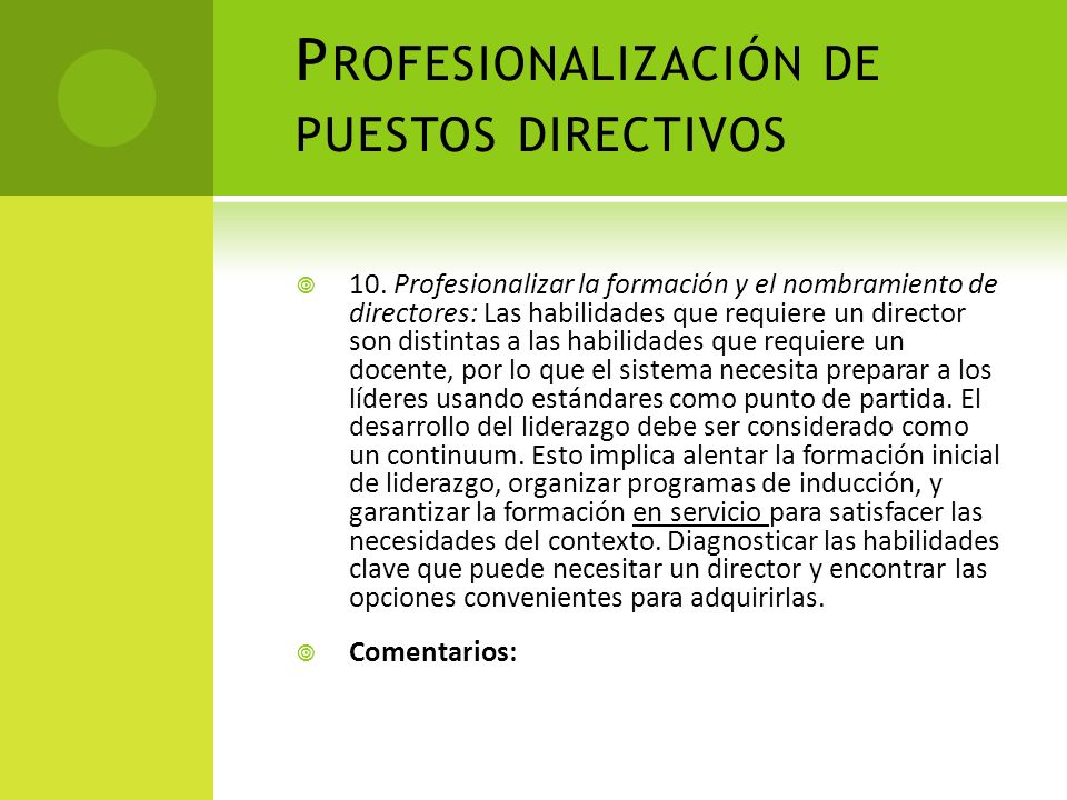 Profesionalización de puestos directivos