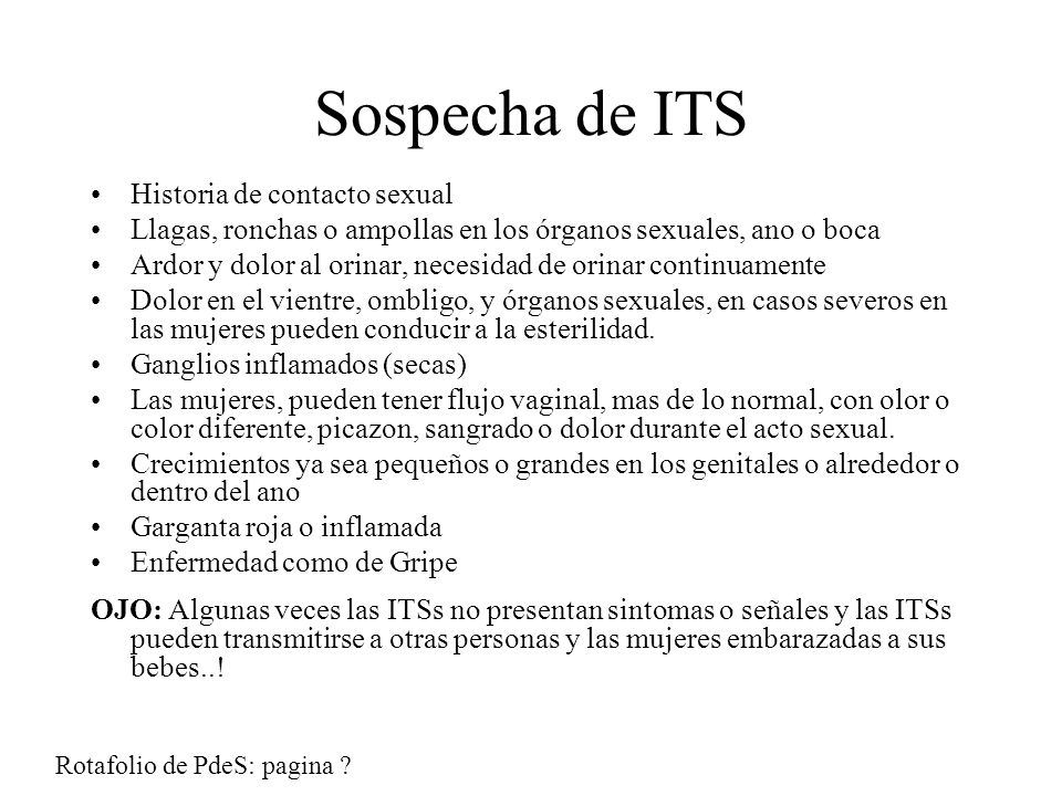 Sospecha de ITS Historia de contacto sexual