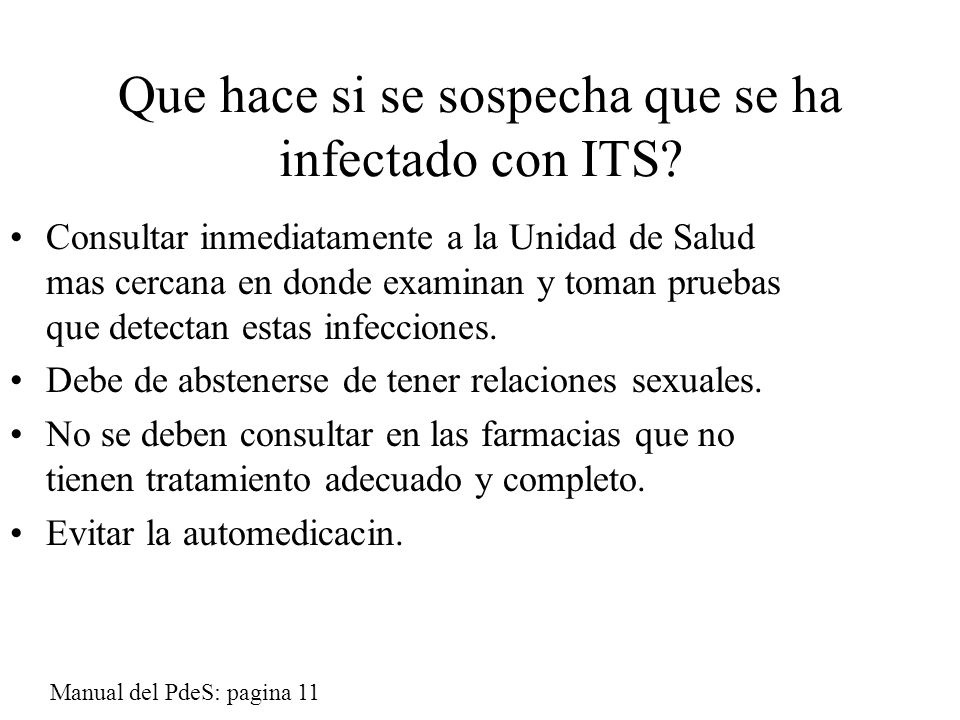 Que hace si se sospecha que se ha infectado con ITS