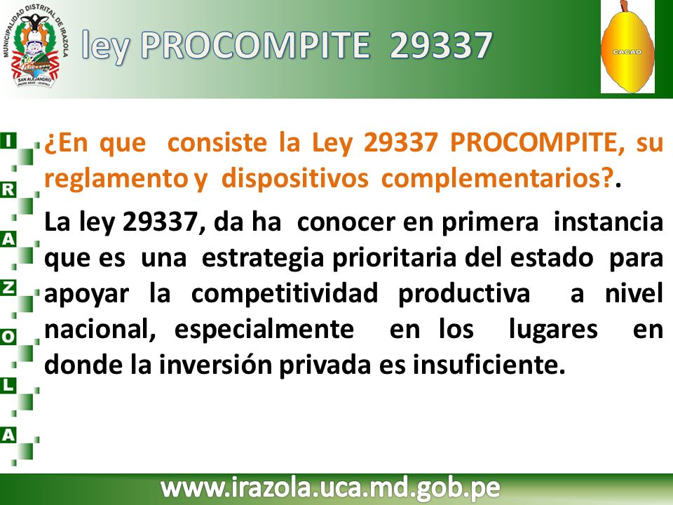 ley PROCOMPITE ¿En que consiste la Ley PROCOMPITE, su reglamento y dispositivos complementarios .