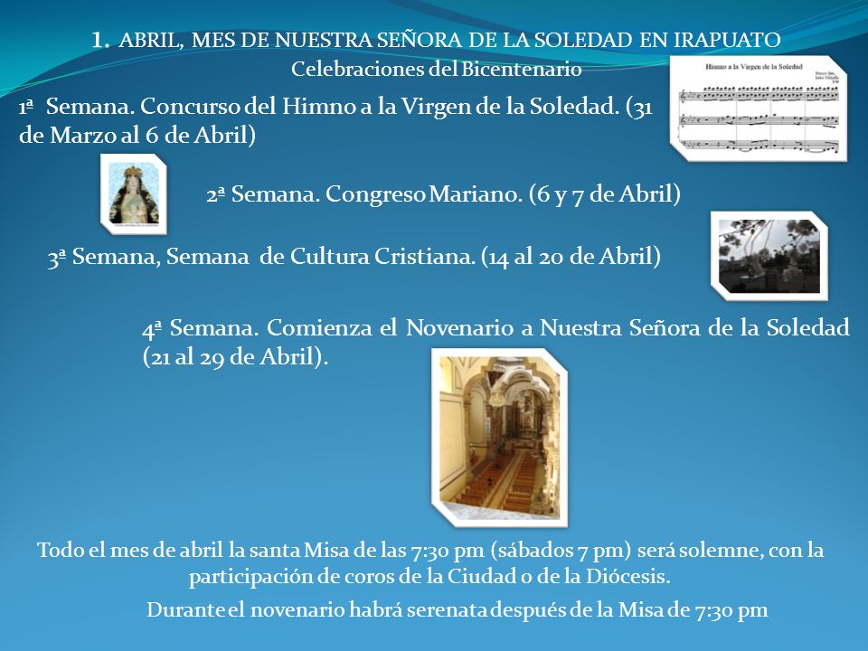 1. ABRIL, MES DE NUESTRA SEÑORA DE LA SOLEDAD EN IRAPUATO