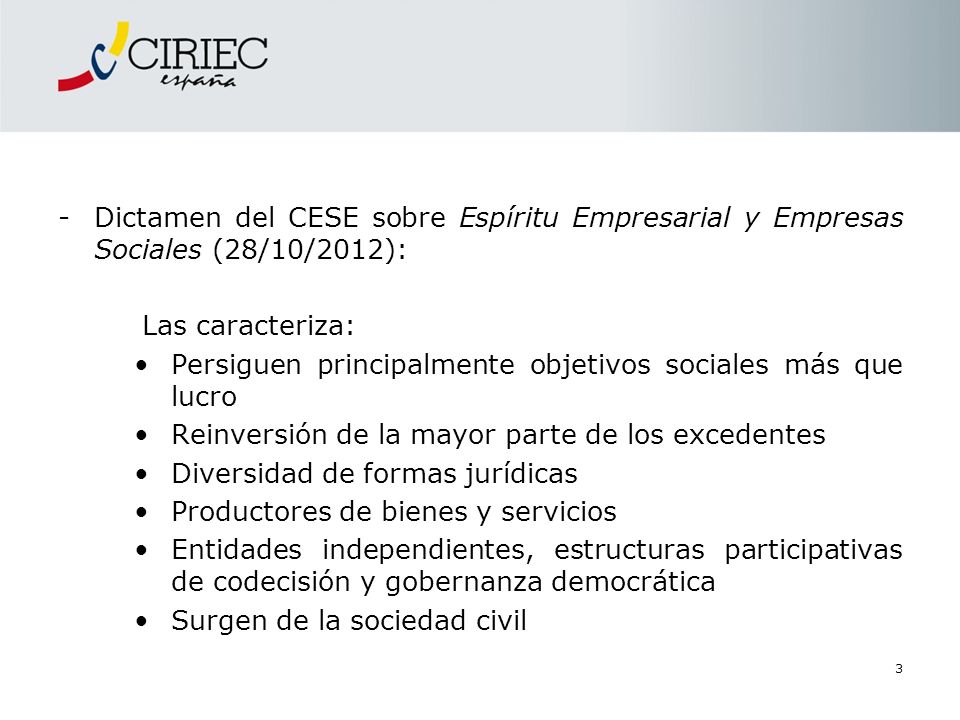 Dictamen del CESE sobre Espíritu Empresarial y Empresas Sociales (28/10/2012):