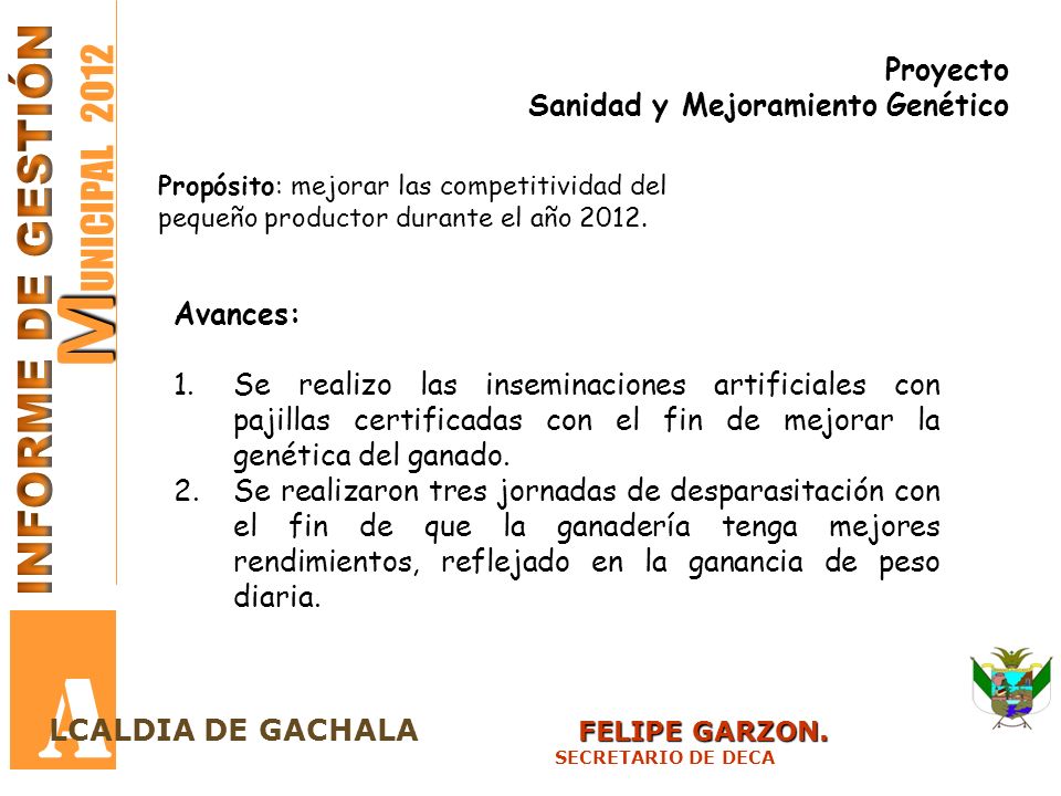 A MUNICIPAL 2012 INFORME DE GESTIÓN