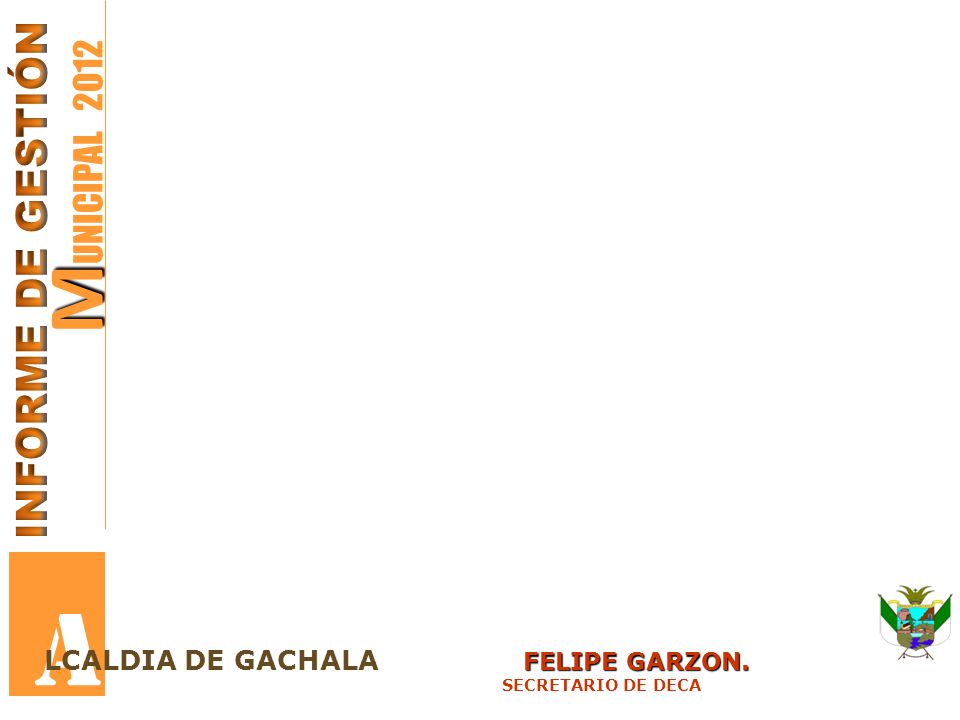 A MUNICIPAL 2012 INFORME DE GESTIÓN LCALDIA DE GACHALA FELIPE GARZON.