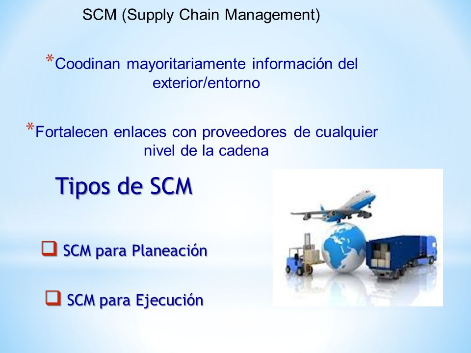 Tipos de SCM SCM (Supply Chain Management)