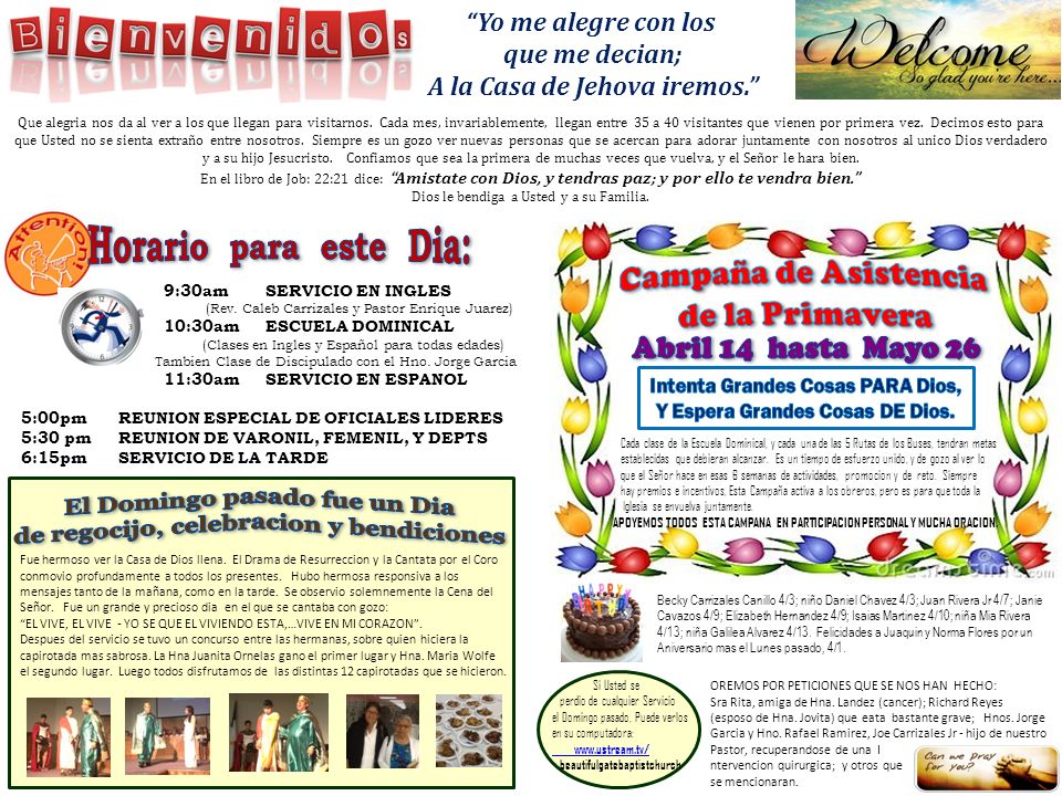 El Domingo pasado fue un Dia de regocijo, celebracion y bendiciones