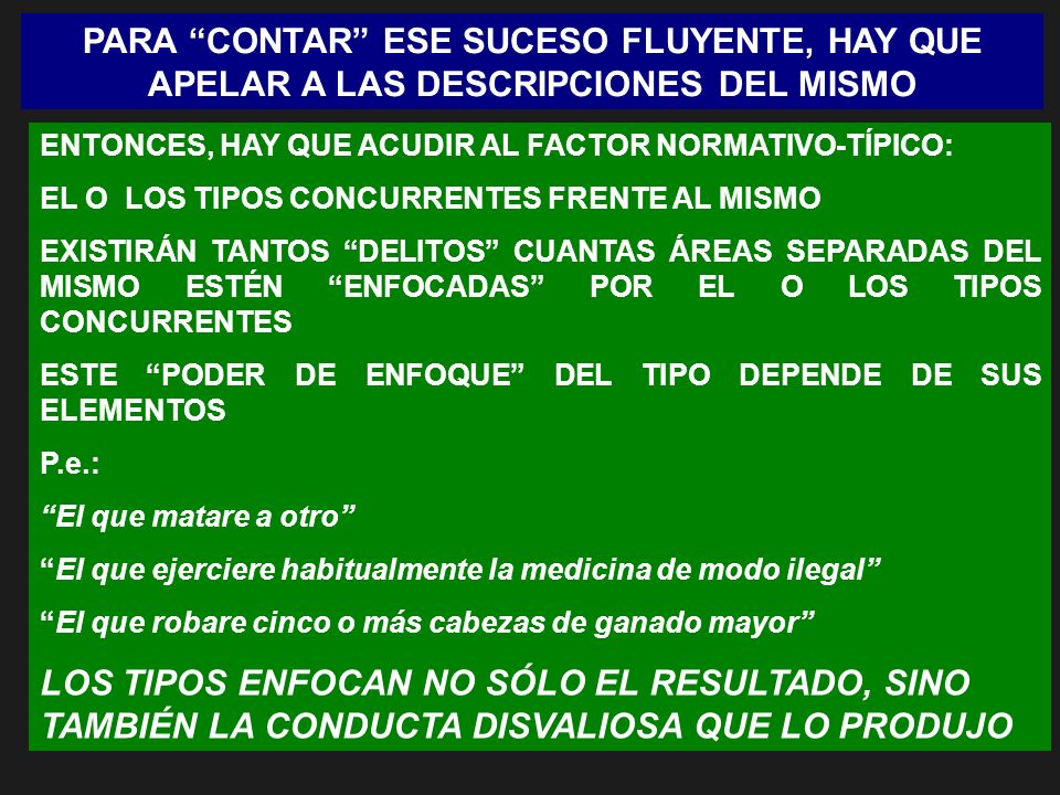 PARA CONTAR ESE SUCESO FLUYENTE, HAY QUE APELAR A LAS DESCRIPCIONES DEL MISMO