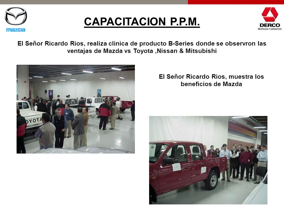El Señor Ricardo Rios, muestra los beneficios de Mazda