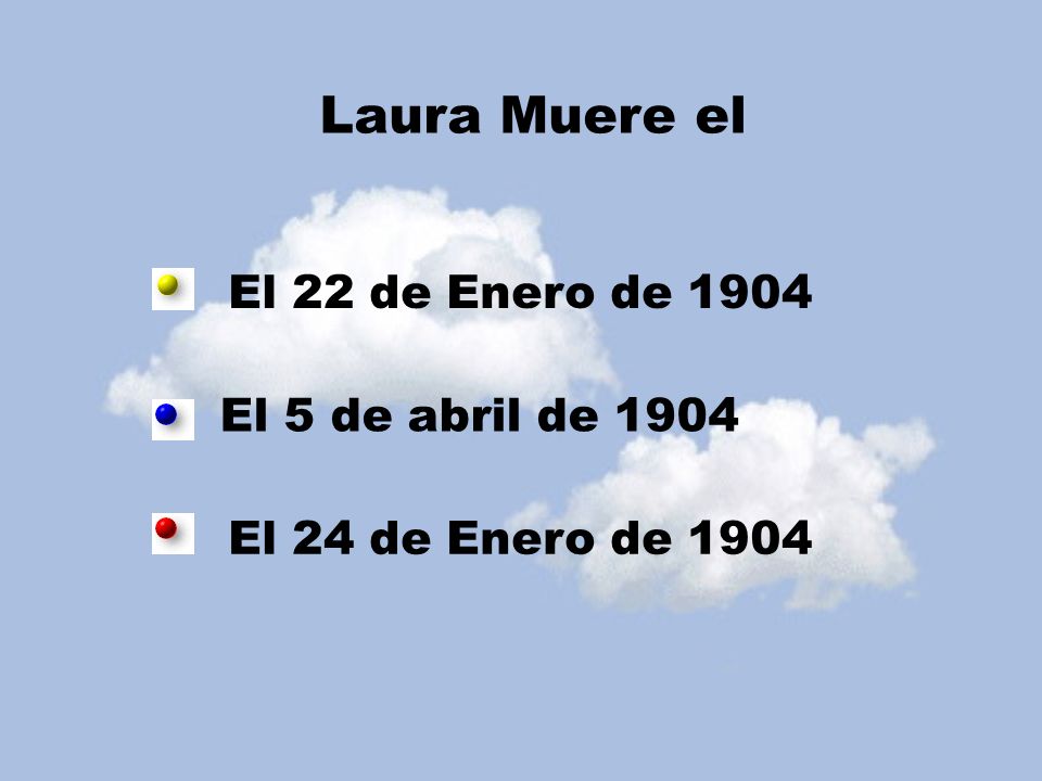 Laura Muere el El 22 de Enero de 1904 El 5 de abril de 1904