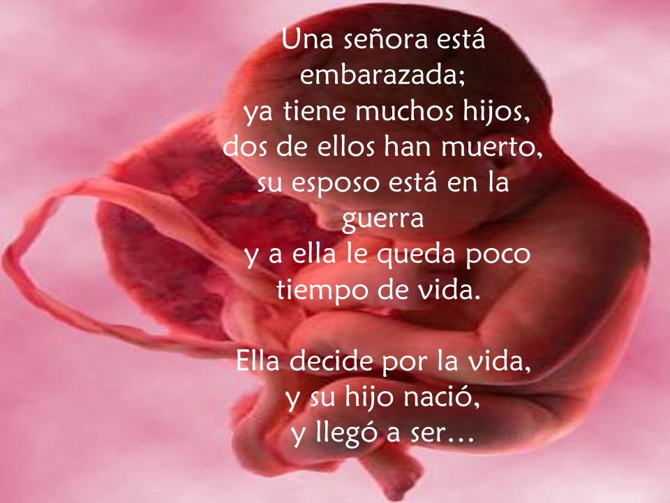 Una señora está embarazada; ya tiene muchos hijos, dos de ellos han muerto, su esposo está en la guerra y a ella le queda poco tiempo de vida. Ella decide por la vida, y su hijo nació, y llegó a ser…