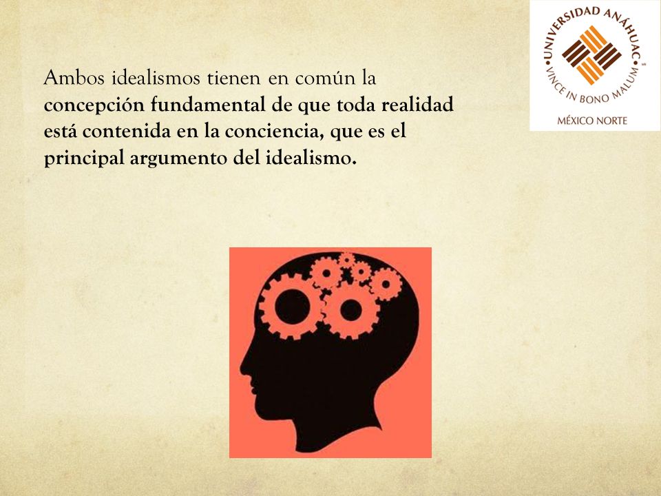 Ambos idealismos tienen en común la concepción fundamental de que toda realidad está contenida en la conciencia, que es el principal argumento del idealismo.