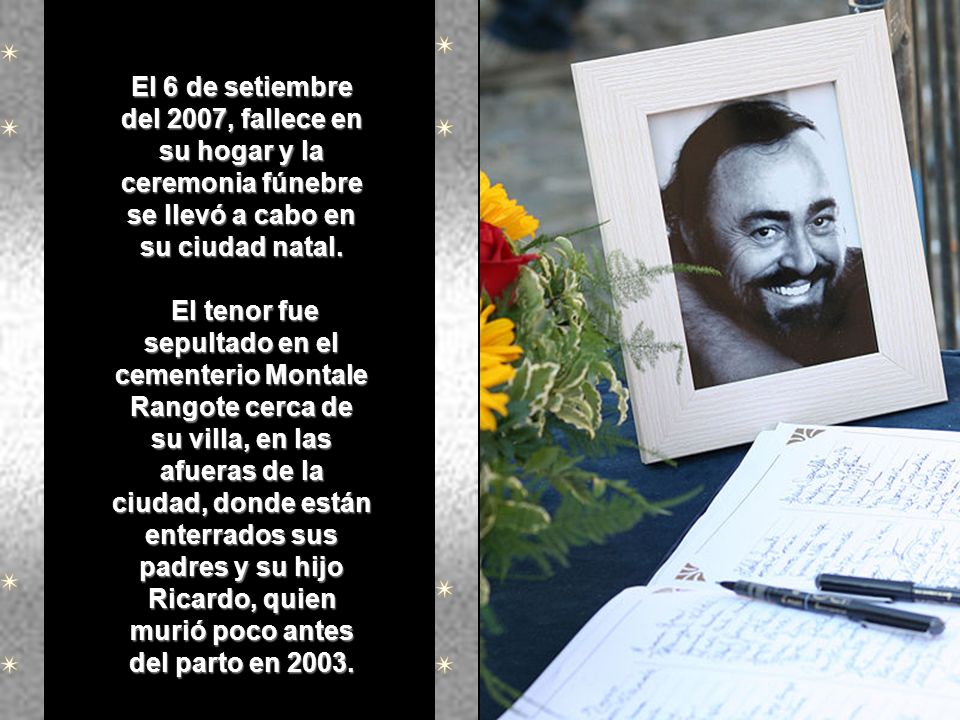 El 6 de setiembre del 2007, fallece en su hogar y la ceremonia fúnebre se llevó a cabo en su ciudad natal.