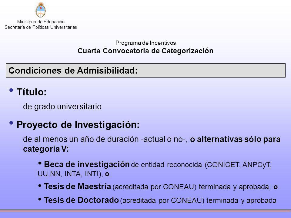 Cuarta Convocatoria de Categorización