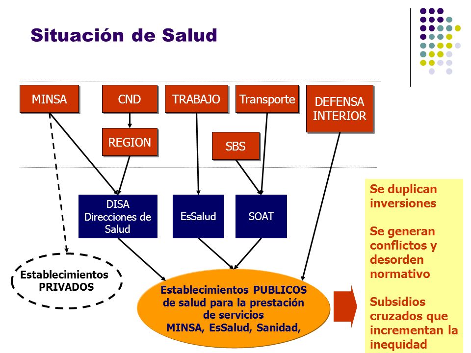 Situación de Salud El sector salud fraccionado MINSA CND TRABAJO