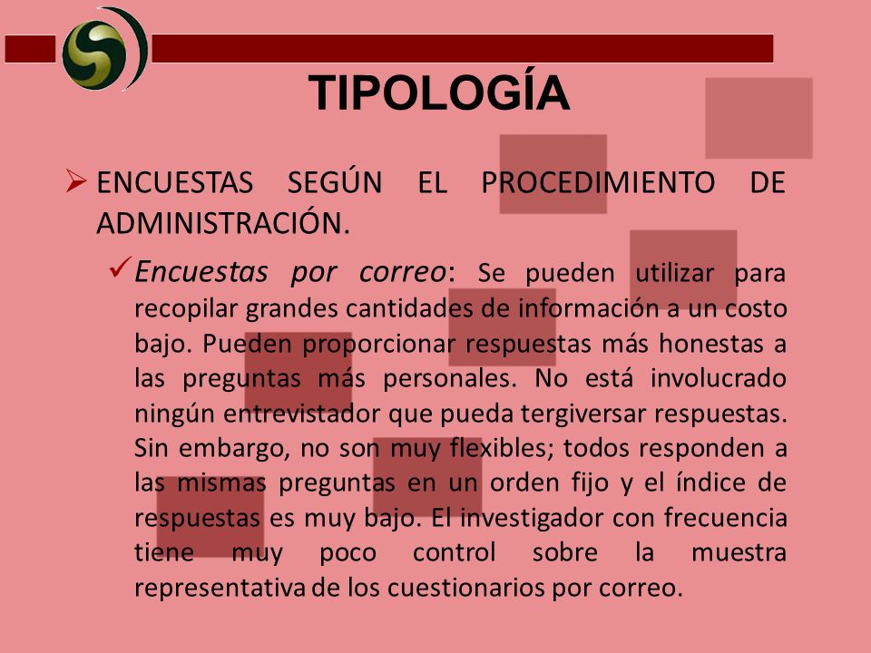 TIPOLOGÍA ENCUESTAS SEGÚN EL PROCEDIMIENTO DE ADMINISTRACIÓN.