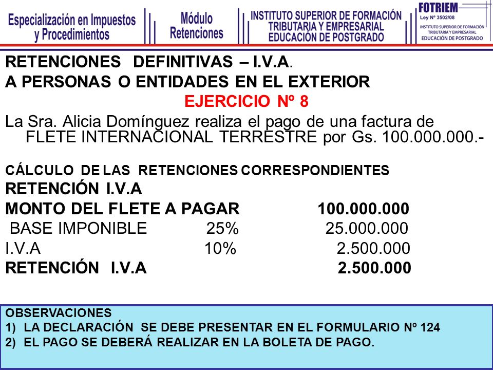 RETENCIONES DEFINITIVAS – I.V.A. A PERSONAS O ENTIDADES EN EL EXTERIOR