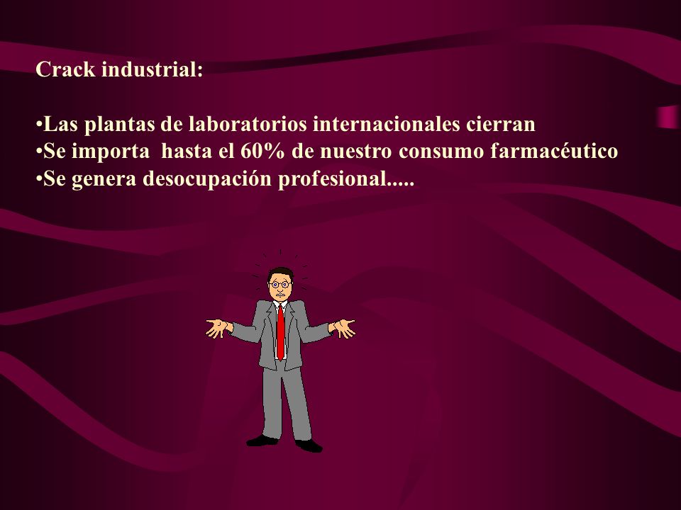 Crack industrial: Las plantas de laboratorios internacionales cierran. Se importa hasta el 60% de nuestro consumo farmacéutico.