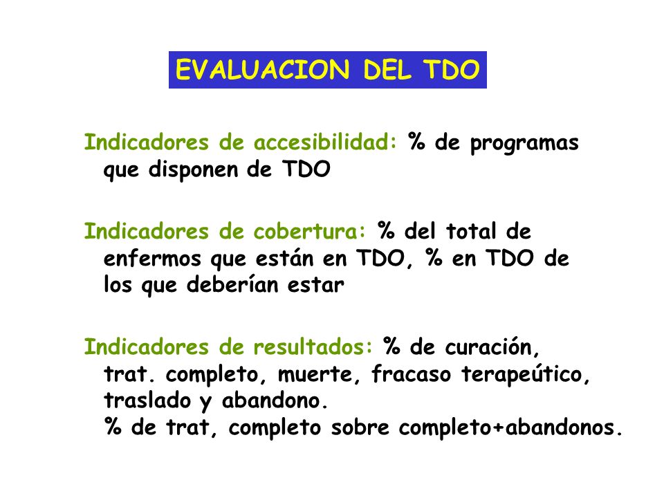 EVALUACION DEL TDO Indicadores de accesibilidad: % de programas