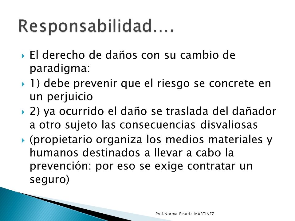 Responsabilidad…. El derecho de daños con su cambio de paradigma: