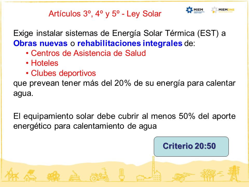 Artículos 3º, 4º y 5º - Ley Solar