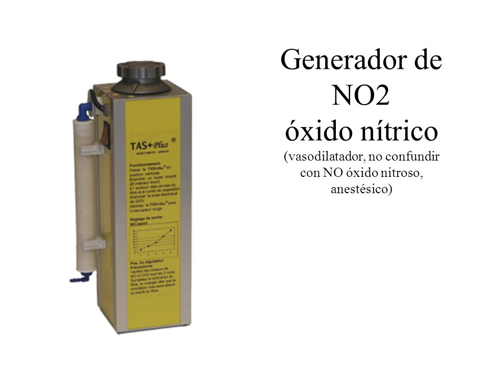 Generador de NO2 óxido nítrico (vasodilatador, no confundir con NO óxido nitroso, anestésico)