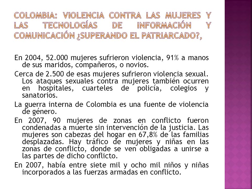 Colombia: violencia contra las mujeres y las tecnologías de información y comunicación ¿Superando el patriarcado ,