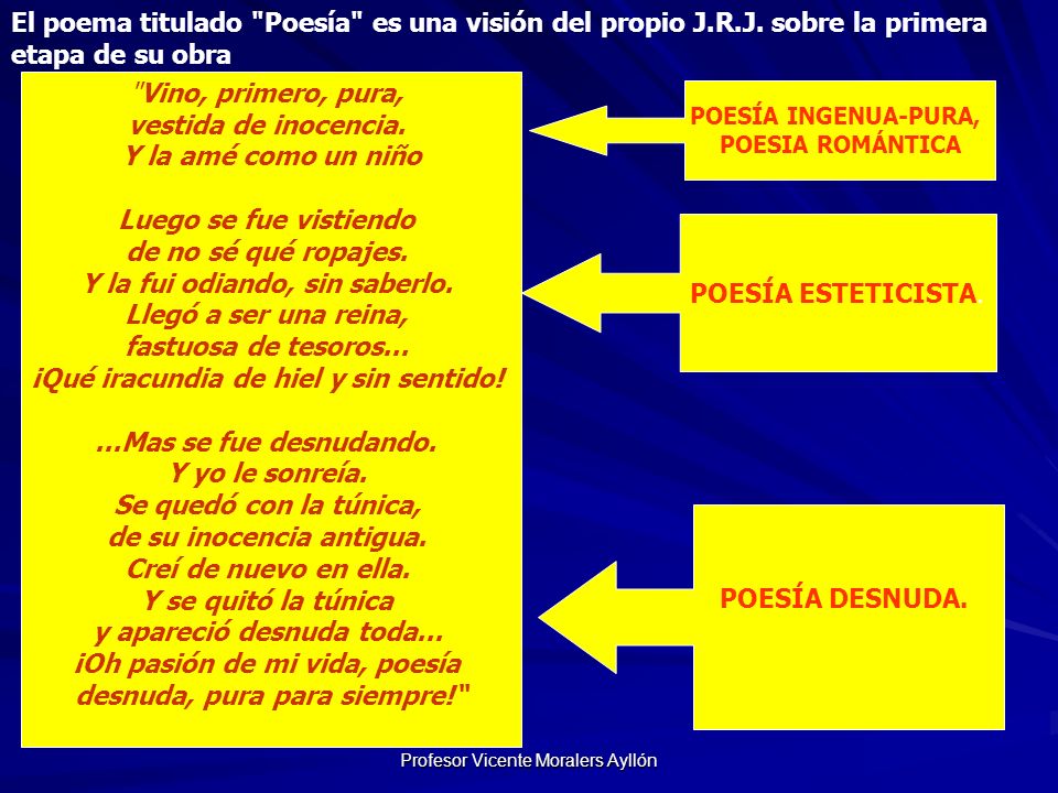 El poema titulado Poesía es una visión del propio J. R. J