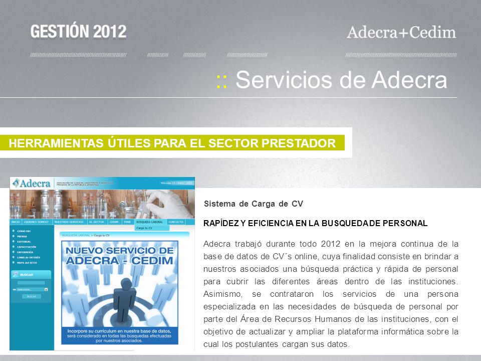 :: Servicios de Adecra HERRAMIENTAS ÚTILES PARA EL SECTOR PRESTADOR