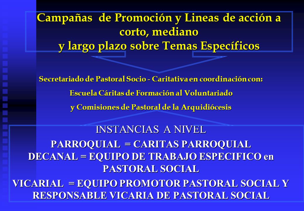 Campañas de Promoción y Lineas de acción a corto, mediano y largo plazo sobre Temas Específicos