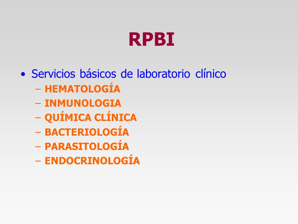 RPBI Servicios básicos de laboratorio clínico HEMATOLOGÍA INMUNOLOGIA