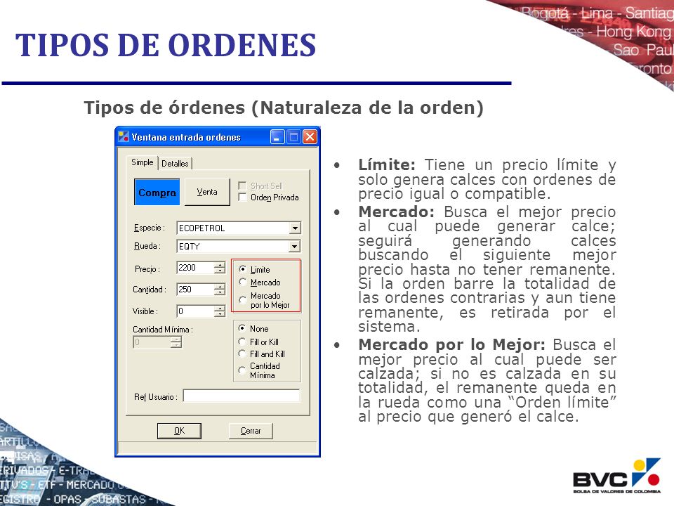 TIPOS DE ORDENES Tipos de órdenes (Naturaleza de la orden)