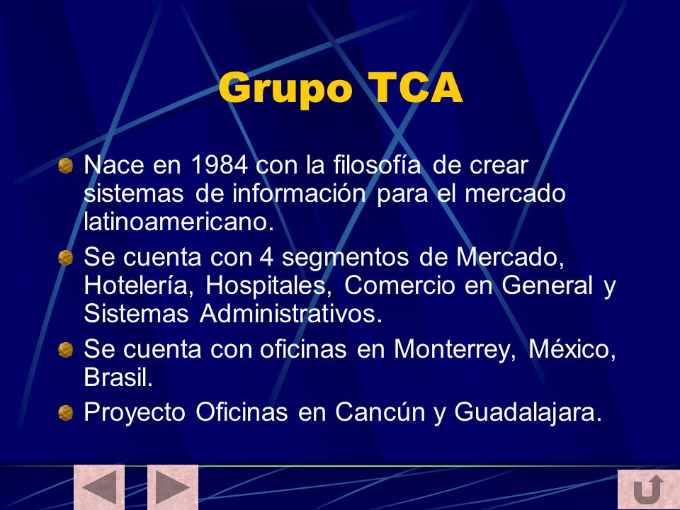 Grupo TCA Nace en 1984 con la filosofía de crear sistemas de información para el mercado latinoamericano.