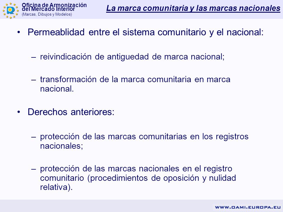 La marca comunitaria y las marcas nacionales