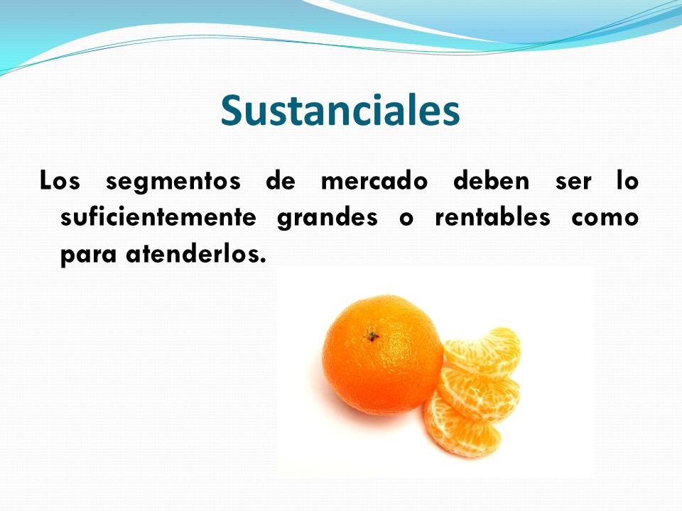 Sustanciales Los segmentos de mercado deben ser lo suficientemente grandes o rentables como para atenderlos.