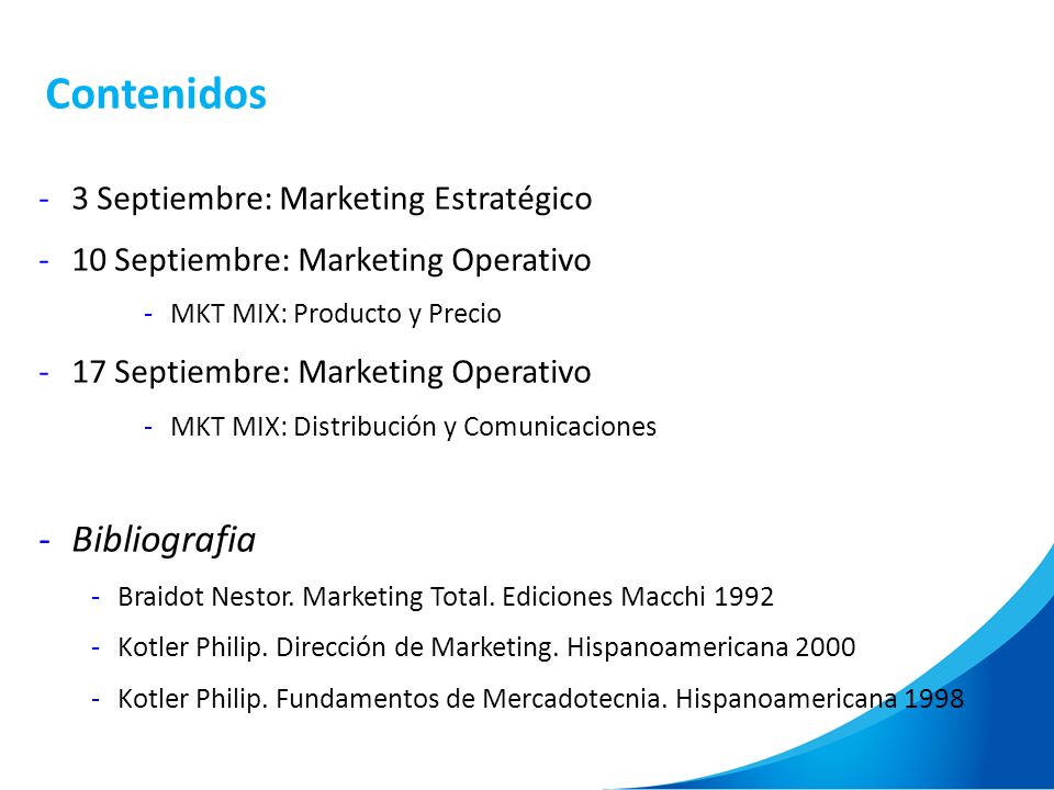 Contenidos Bibliografia 3 Septiembre: Marketing Estratégico
