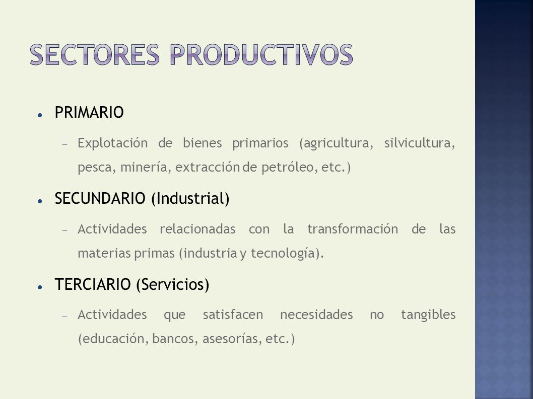 SECTORES PRODUCTIVOS PRIMARIO SECUNDARIO (Industrial)