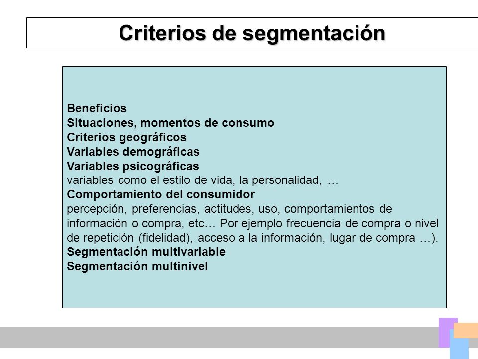 Criterios de segmentación