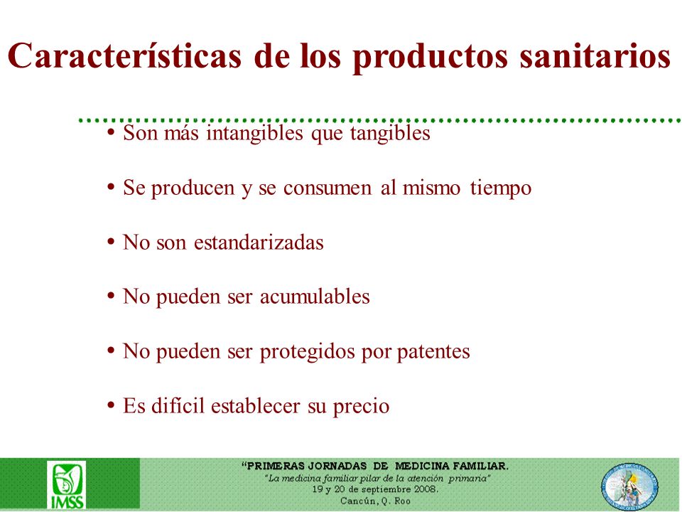Características de los productos sanitarios