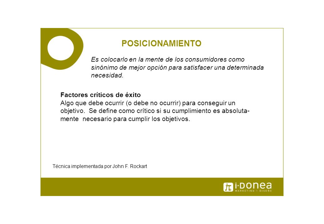 POSICIONAMIENTO Es colocarlo en la mente de los consumidores como