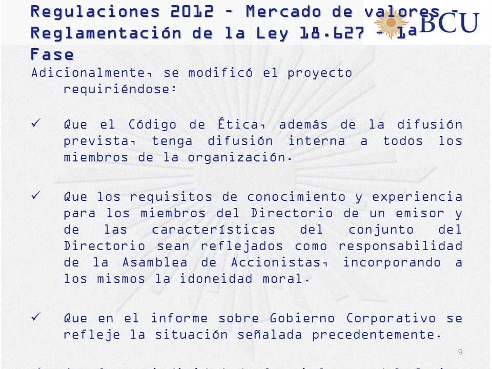 Regulaciones 2012 – Mercado de valores – Reglamentación de la Ley 18