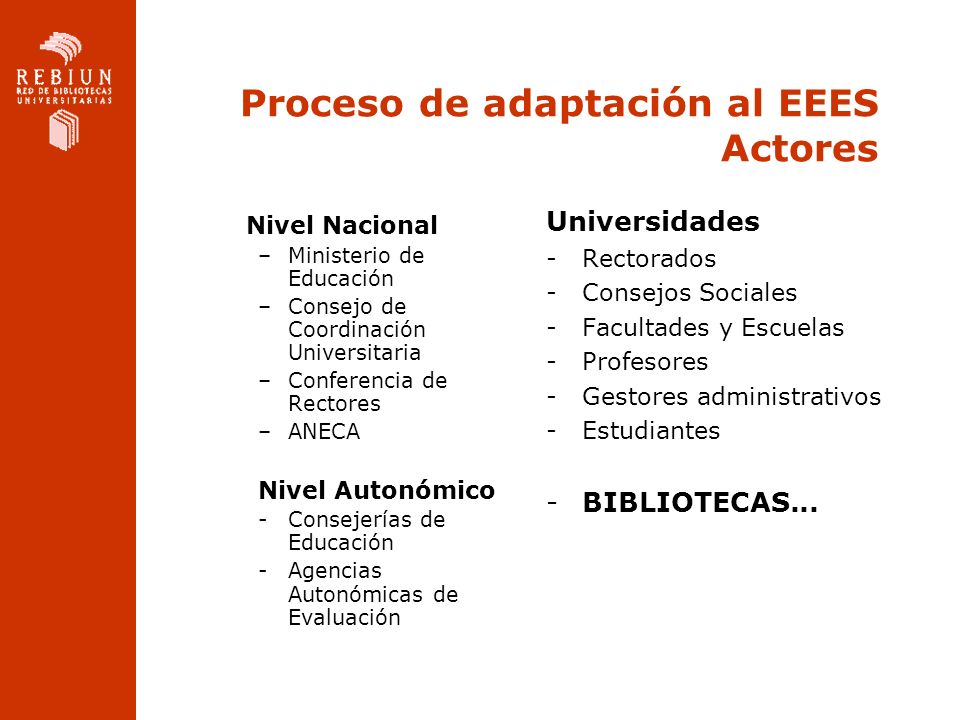 Proceso de adaptación al EEES Actores