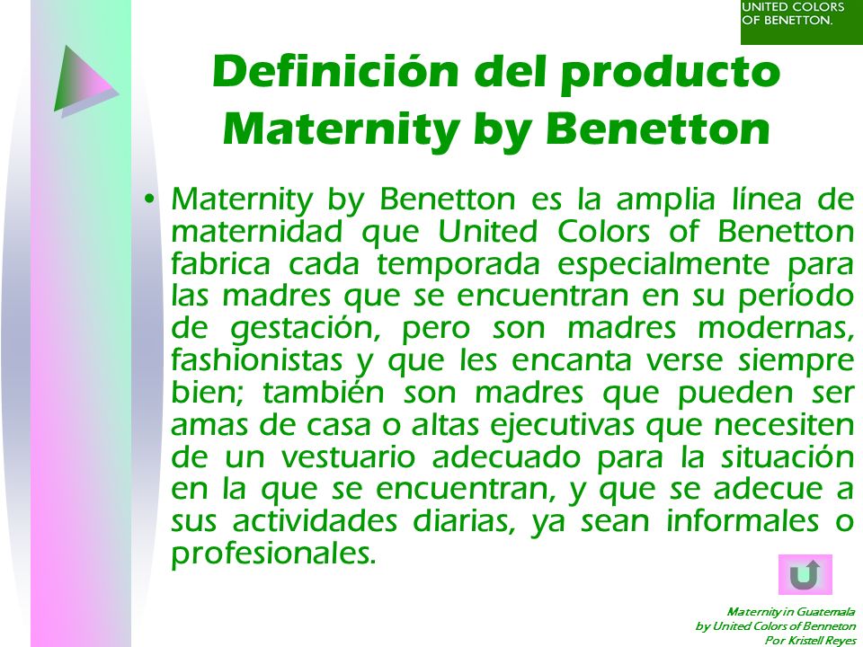 Definición del producto Maternity by Benetton