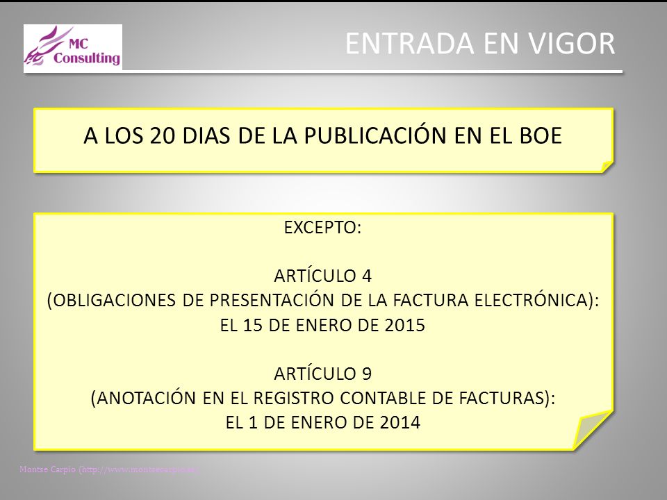 ENTRADA EN VIGOR A LOS 20 DIAS DE LA PUBLICACIÓN EN EL BOE EXCEPTO: