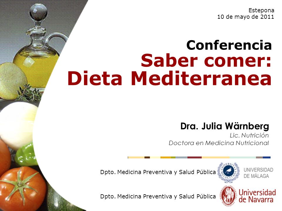 Dieta Mediterranea Saber comer: Conferencia Dra. Julia Wärnberg