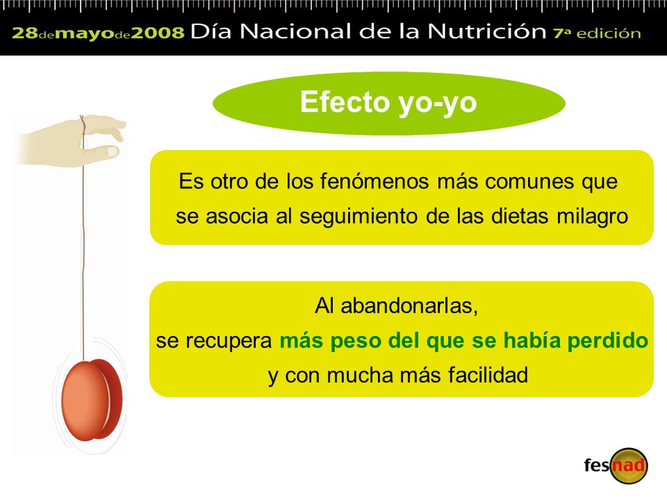 Efecto yo-yo Es otro de los fenómenos más comunes que