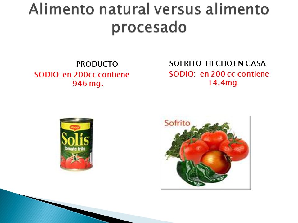 Alimento natural versus alimento procesado