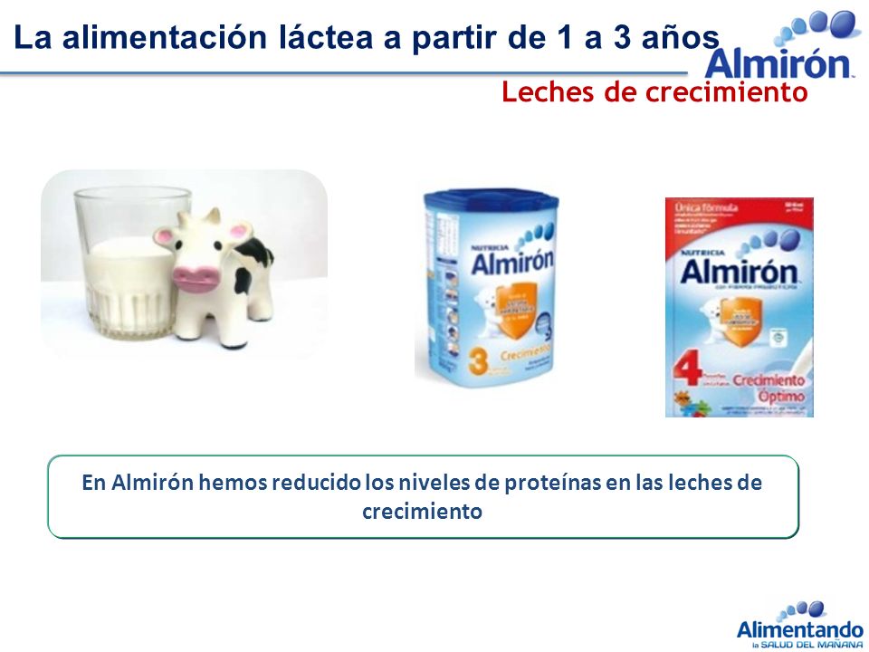 La alimentación láctea a partir de 1 a 3 años