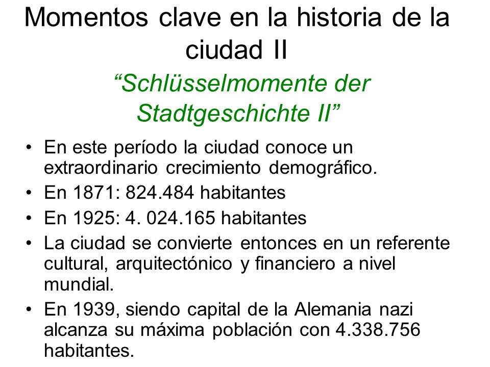 Momentos clave en la historia de la ciudad II Schlüsselmomente der Stadtgeschichte II